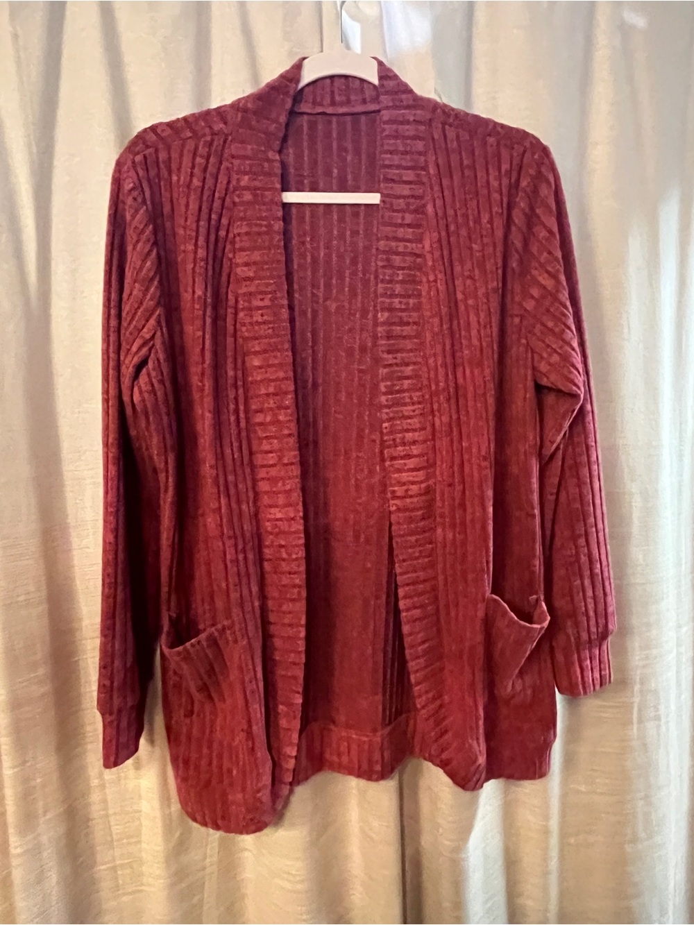 Open-Front Ribbed Cardigan Sweater - rose! Darker pinkishl